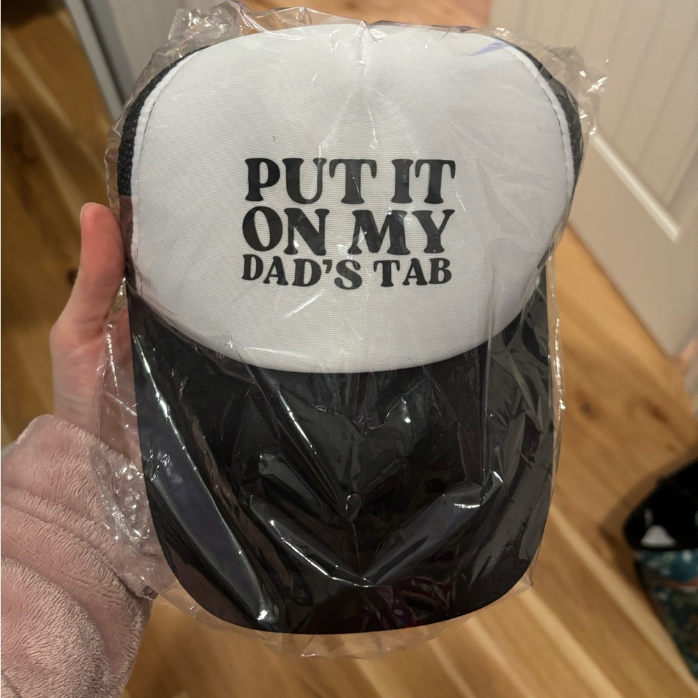 “Put It On My Dads Tab” trucker hat